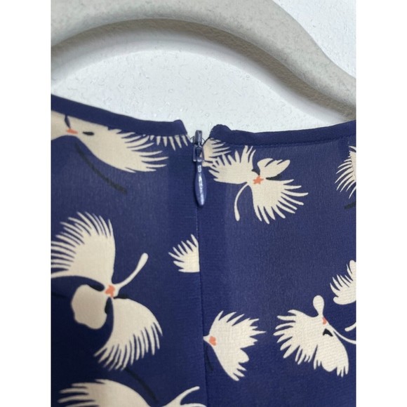 Club Monaco Size 2 Paget Floral Mini Dress Blue Silk Long Sleeve Pleated - Picture 12 of 16